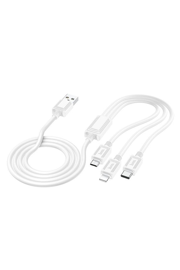 X74 3 In 1 Usb To Lightning Micro-usb Type-c 2a Iphone Android Uyumlu Hızlı Şarj Kablosu Beyaz 1 M - 3
