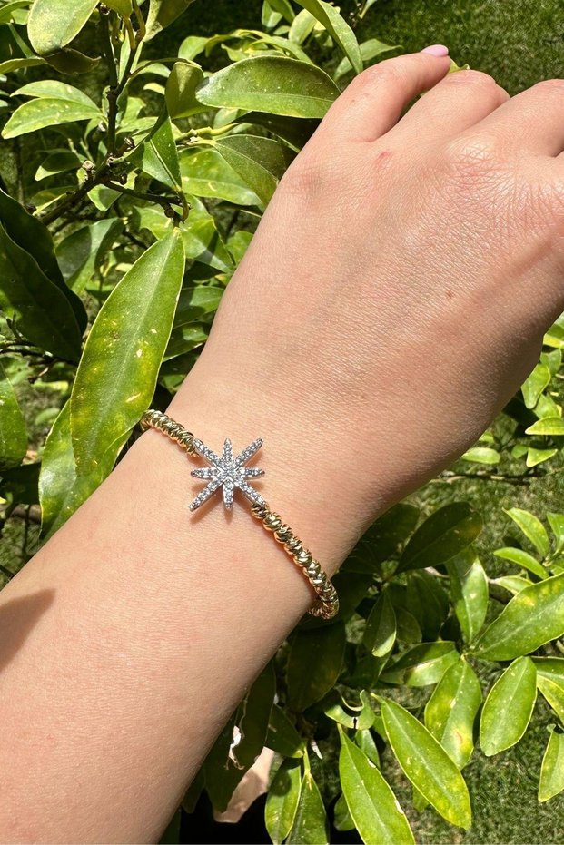 Gold Dorika Topcuk Zircon Stone North Star Uncovered Bracelet