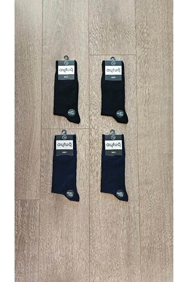 Saac Winter Season Men's Modal 4 Pairs Socks - (2 Pairs Black - 2 Pairs Dark Blue)
