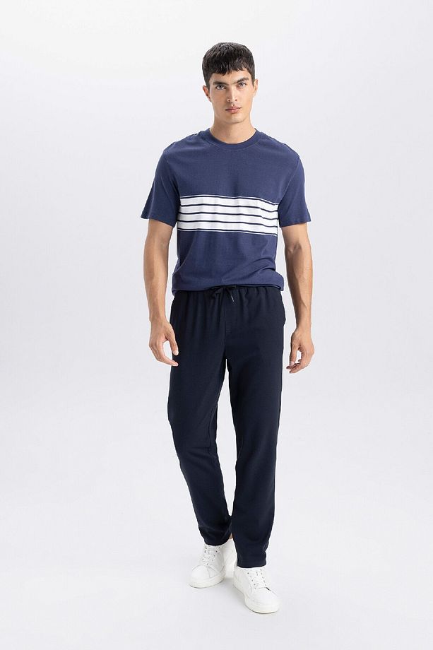 Jogger Lacivert Pantolon Basic Düz Beli Lastikli Bağcıklı Cepli Düz Paça D8640ax24au - 2