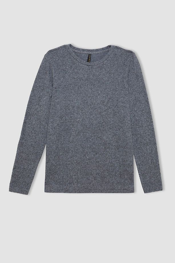 Regular Fit Bisiklet Yaka Casual Basic Düz Uzun Kollu Tişört D7482ax24au - 1