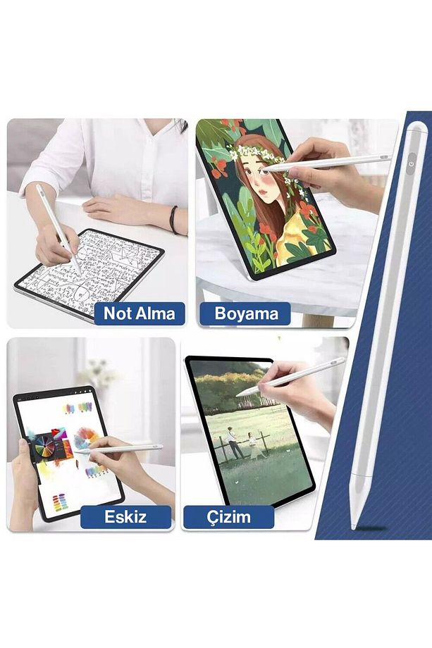 İpad Air Pro Mini Tüm Modeller Ile Uyumlu Avuç Içi Reddi Stylus Yazı Çizim Kalemi - 6