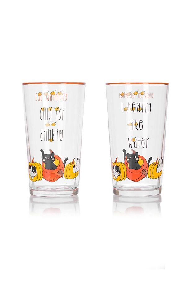LCW HOME Siyah Baskılı Baskılı Bardak Seti 2'li 570 Ml - 5