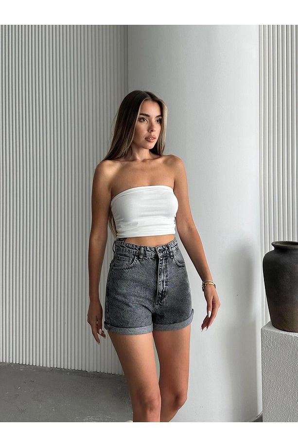 Yıkama Denim Şort Füme Yıkama - 1
