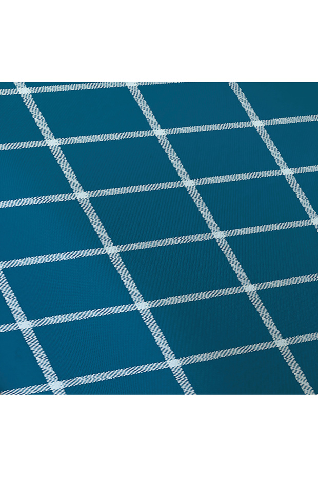 Blue Single Fitted Sheet Set - Gingham Patterned Print - 3