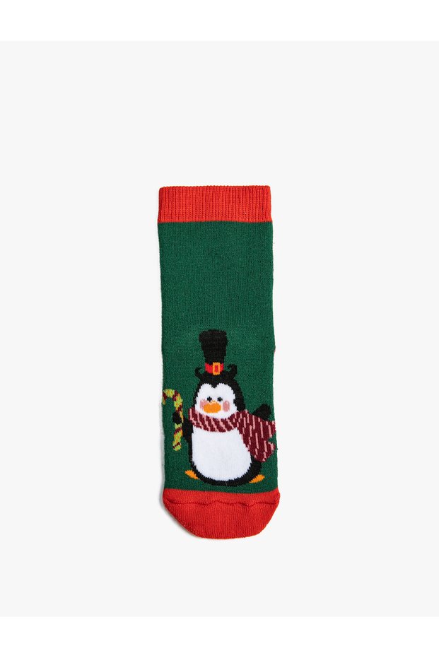 New Year Themed Towel Socks Penguin Patterned