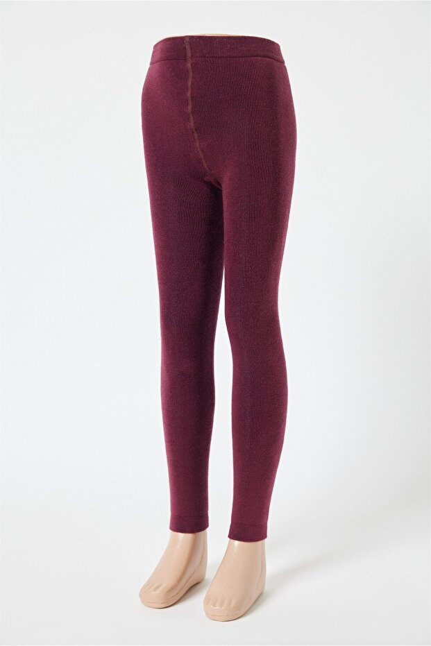 Towel Inside Kids Leggings Burgundy