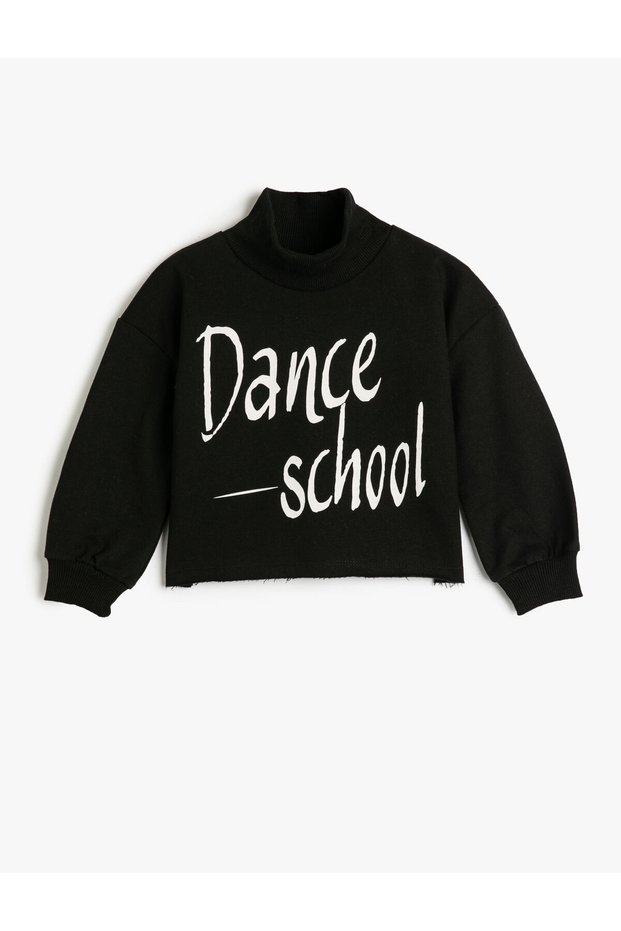 Sweatshirt Dance Themed Long Sleeve Stand Collar With Ribbon