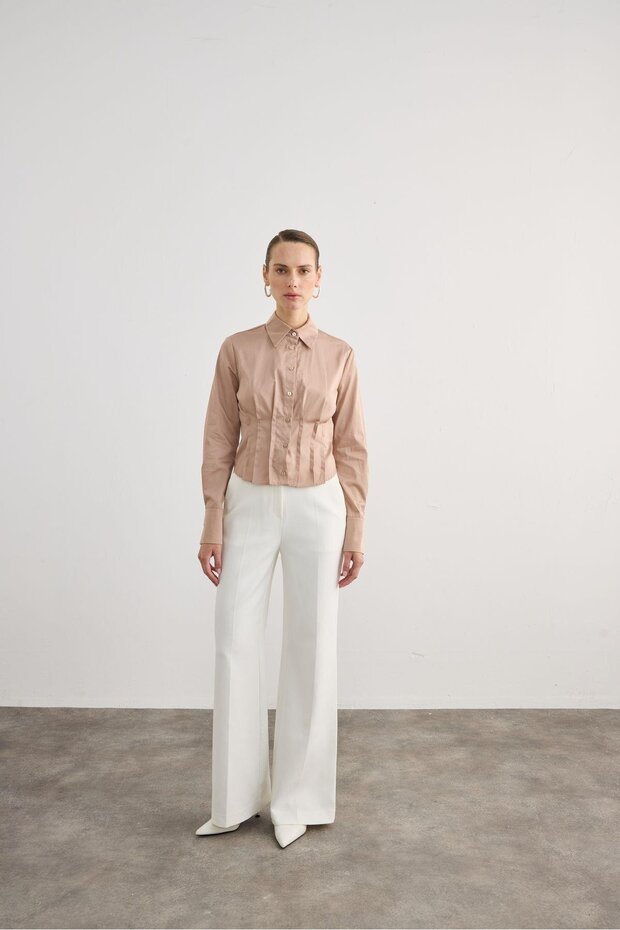 Pleat Detailed Mink Shirt