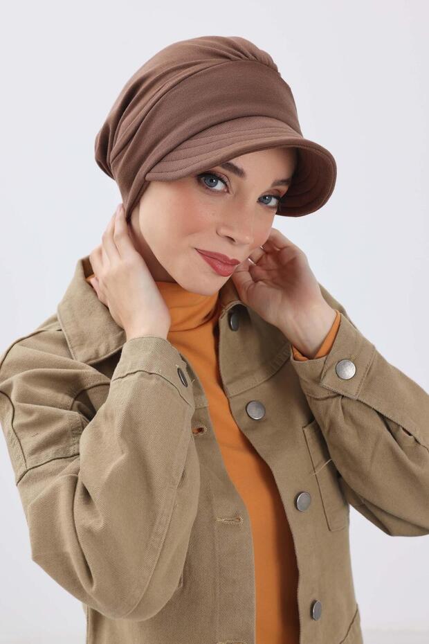 Winter Hat with Visor, B-73Rb, Brown