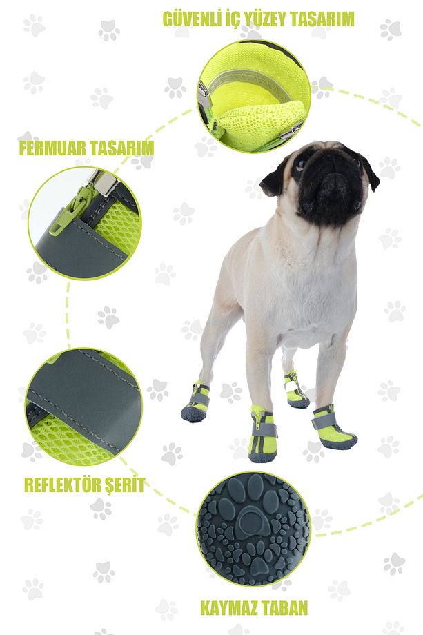 Köpek Ayakkabısı - Reflektörlü, Fermuarlı Köpek Ayakkabısı - Kaydırmaz Kauçuk Taban Köpek Ayakkabısı - 8