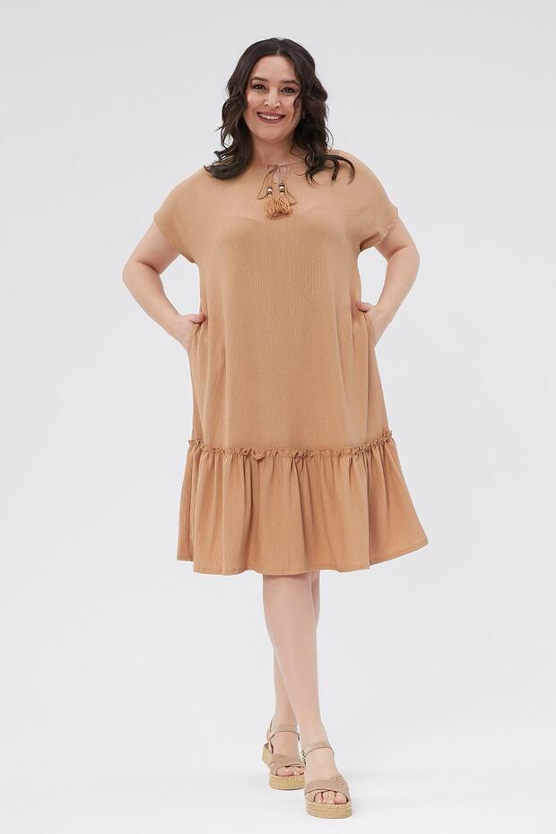 Women's Plus Size Skirt Pleated Button Detail Mink Dress