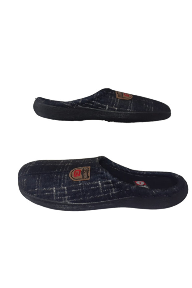Men's Black-White Patterned Orthopedic Sole Indoor Daily Slippers Gezrr98-1023