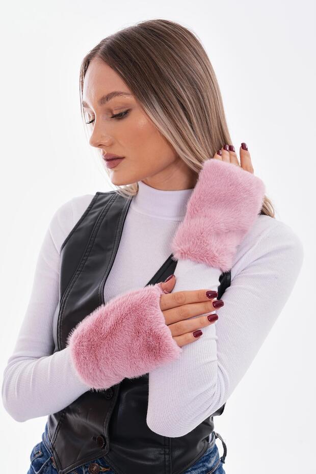 16032 Pembe Peluş Eldiven - 3
