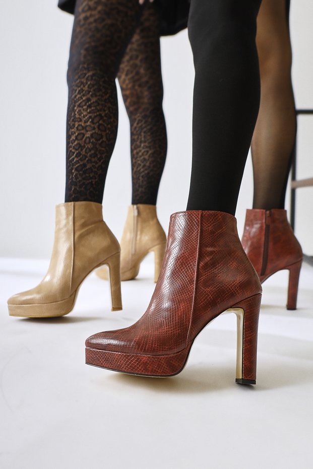 Abbie Burgundy Pointed Toe High Heel Zippered Women's Boots, Women's Bootie Opportunity Product