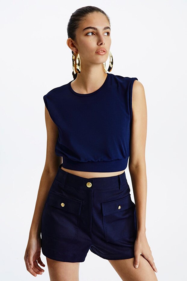 Lacivert Basic T-shirt - 7