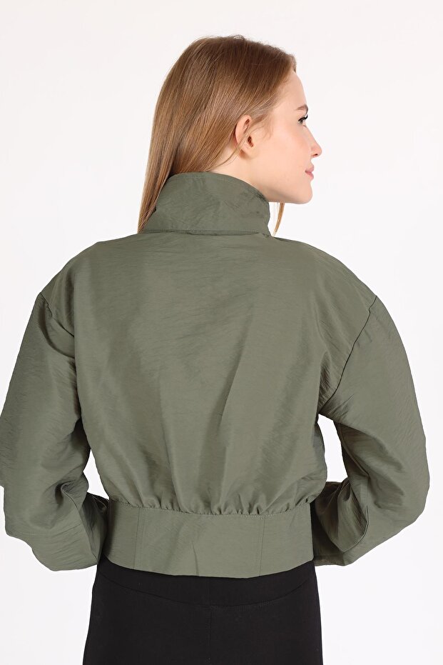 4296A Model Khaki Short Jacket - Front Zip - 5