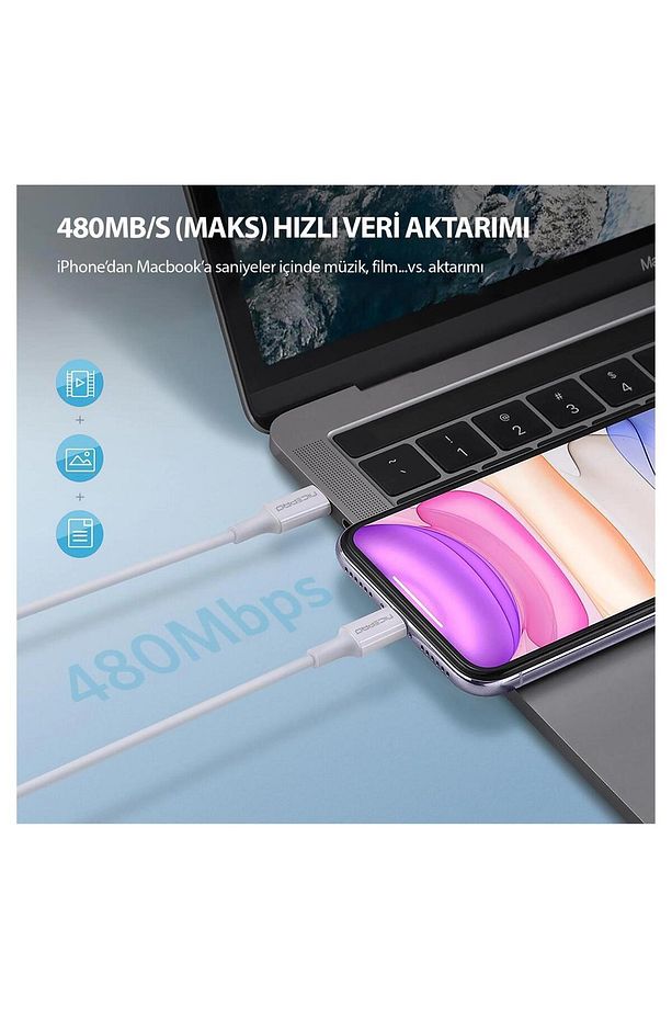 CTL12 60W 1.2m TPE Type-C to Lightning Hızlı Şarj ve Data Kablosu - 5
