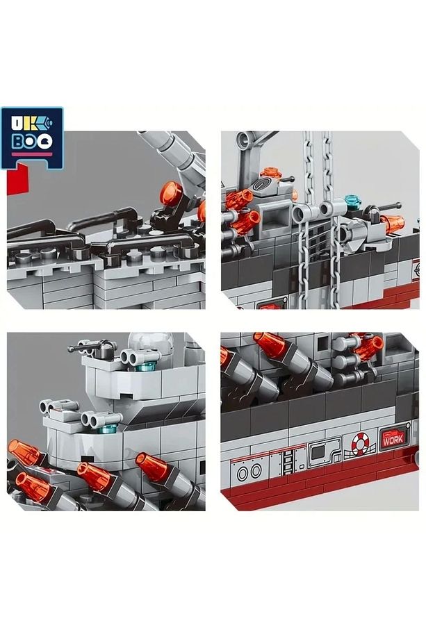 Savaş Gemisi Yapı Blokları Seti 575 Parça 6-12 Yaş Askeri Savaş Gemisi Eğitici Bulmaca Oyuncak Mode - 5