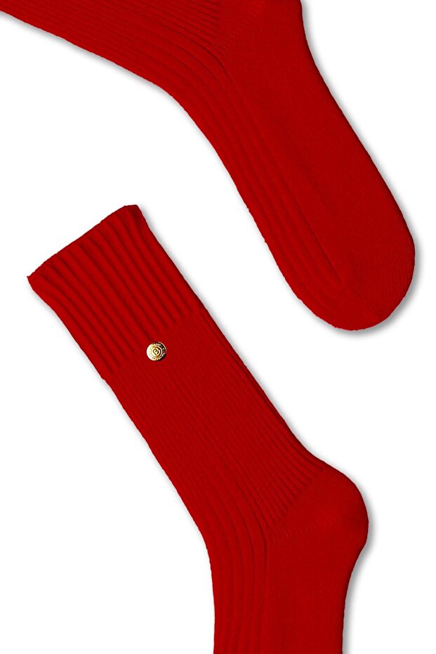 Skarpety Staple szczegółowe z dzianiny wiskozowej czerwone - 2