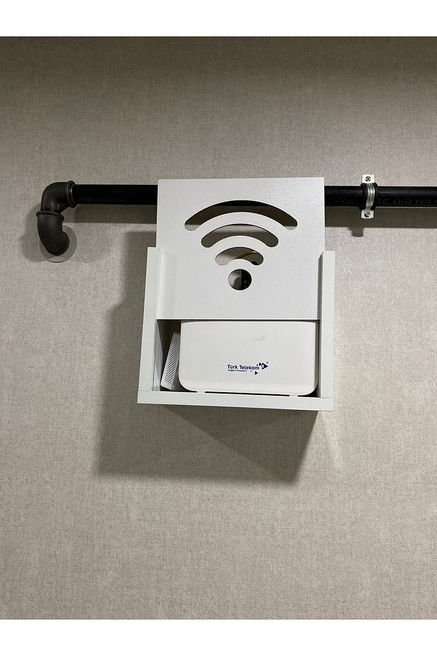 Wifi kutusu Modem Duvar Düzenleyici Ahşap Dekoratif Beyaz Wifi Kutusu - 1