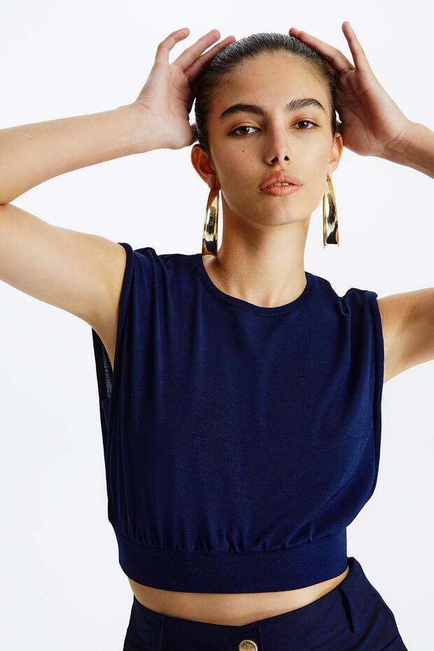 Lacivert Basic T-shirt - 5