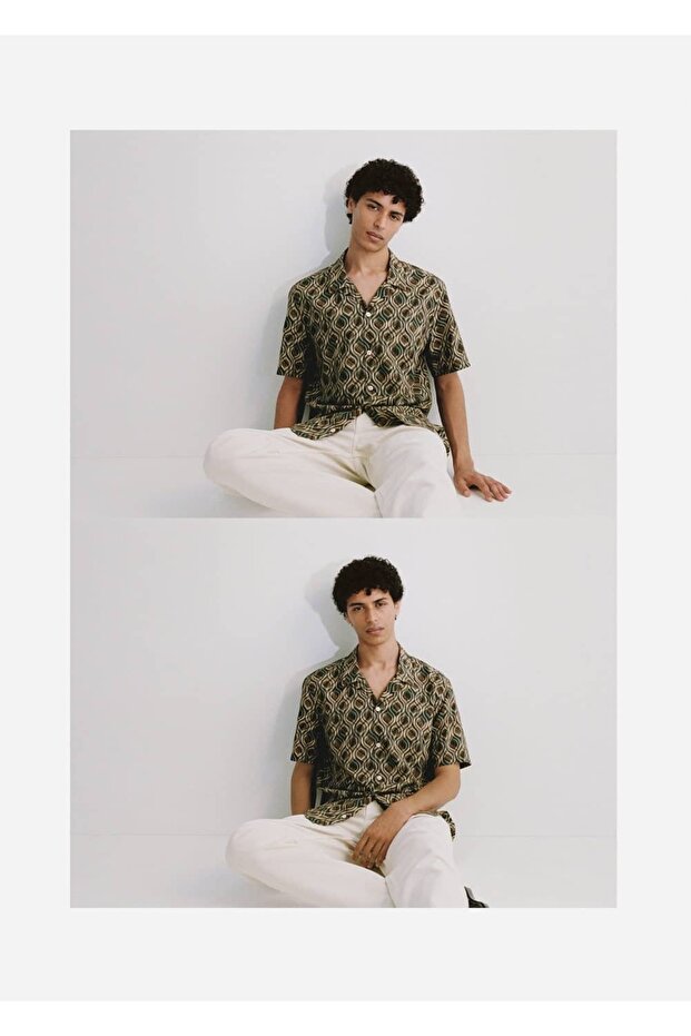 Gemustertes, drapiertes Hemd mit normaler Passform - 6