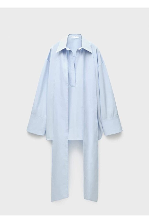 Oversize bağ detaylı bluz - 3