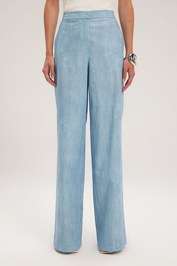 Wide Leg Patterned Trousers - 2