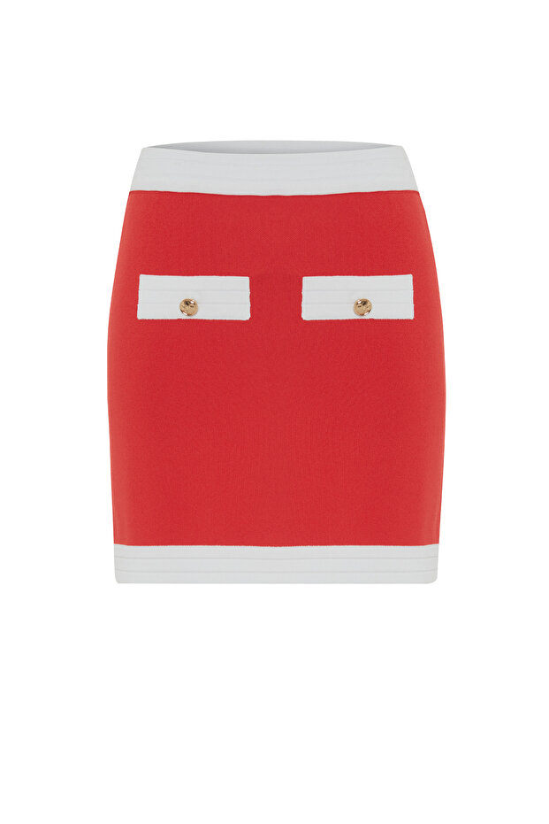 Dügmeli Triko Etek - 7