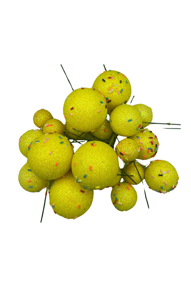 Cake Top Ball Ornament Mix Yellow Ball (20 Pieces)