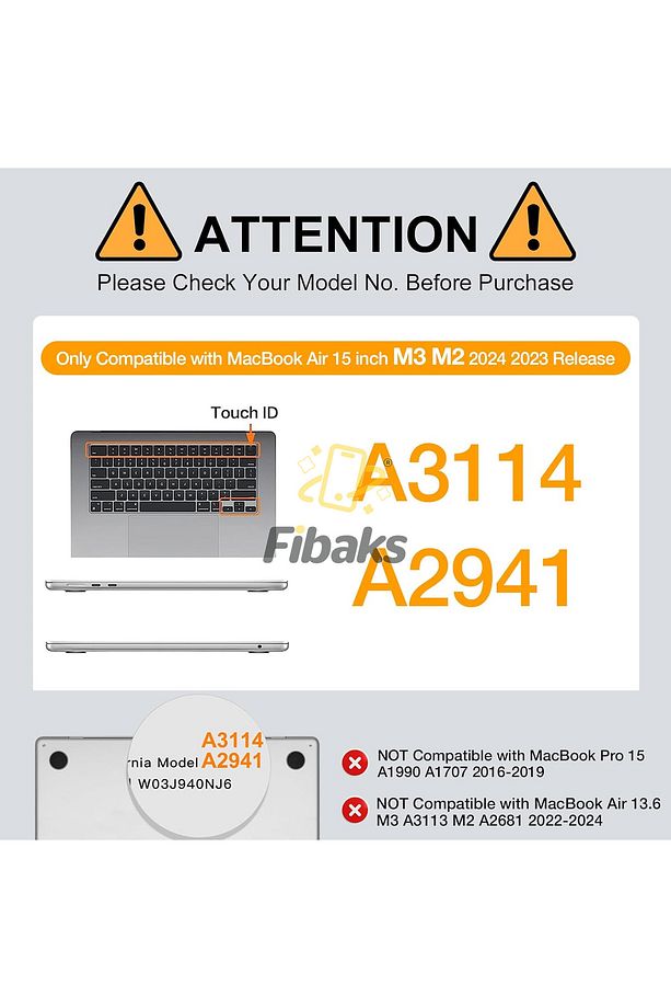 Macbook Air M2 M3 M4 Çip 15" A2941 A3114 A3241 Şeffaf Koruma Kapak Kılıf Ekran Ve Klavye Koruyucu - 2