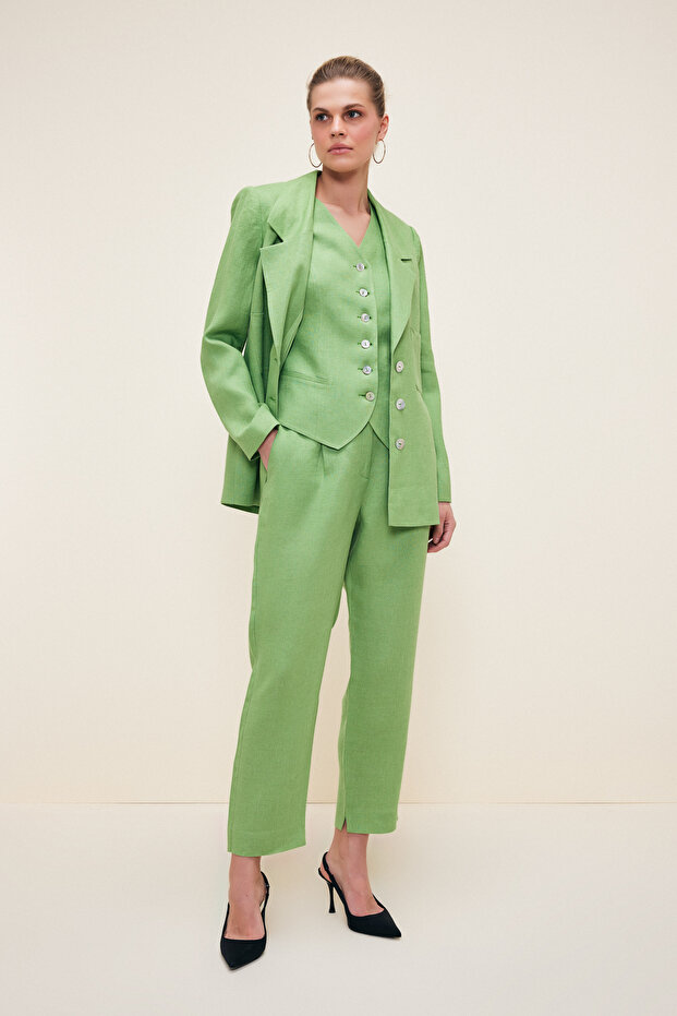 Elastic Waist Linen Trousers