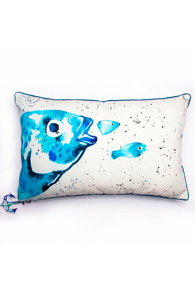 وسادة مستطيلة من القطن مملوءة بالألياف بنمط الدنيس - 1