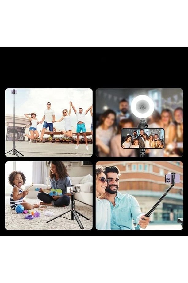 183 cm Bluetooth Kumandalı Katlanabilir Selfie Çubuğu Alüminyum Taşınabilir  Sağlam Tripod - 5