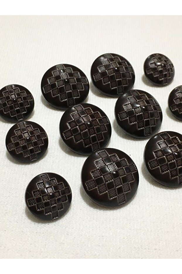 Blazer Jacket Button Pyramid Pattern Set Brown Color - 2