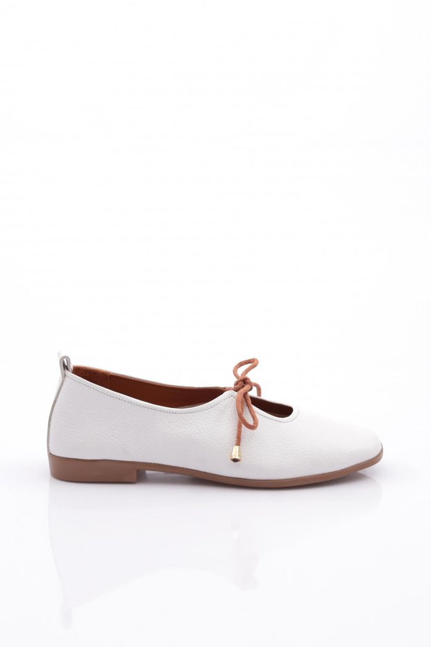 Women's Bow Detailed Ballerina Ballerina Genuine Leather White Floater 6129371010