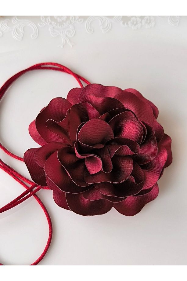 Kolye/choker Kolye/bağcıklı Kumaş Çiçek Kolye (10 CM) - 2