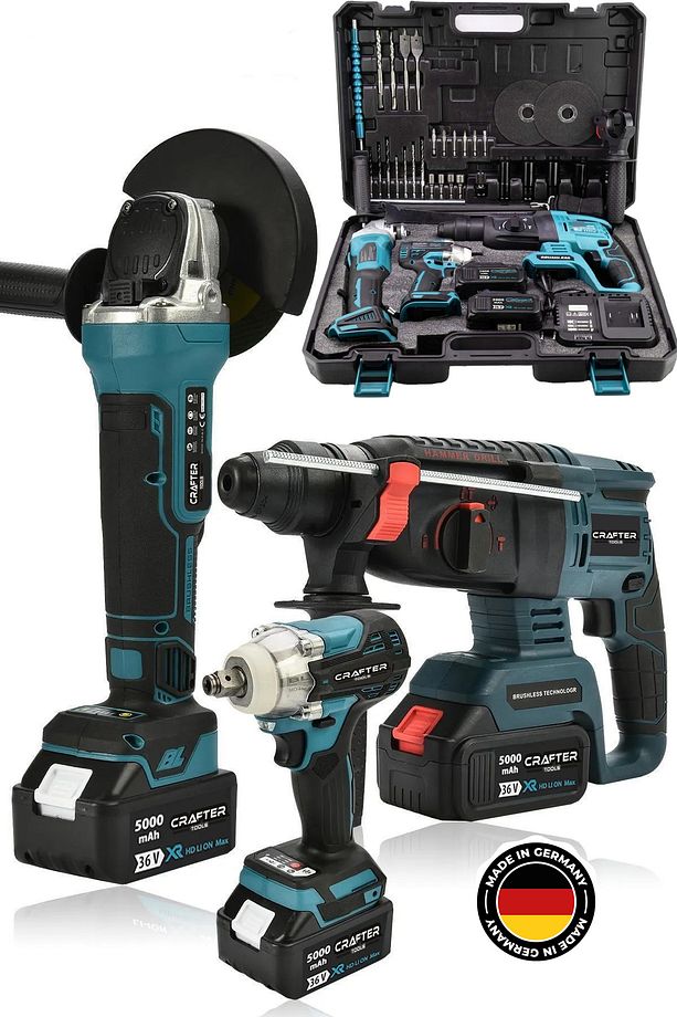 Germany 3 Lü Set 450Nm Torklu Vidalama Somun Sıkma/ 2-26 Şarjlı Hilti /125m Şarjlı Taşlama - 1