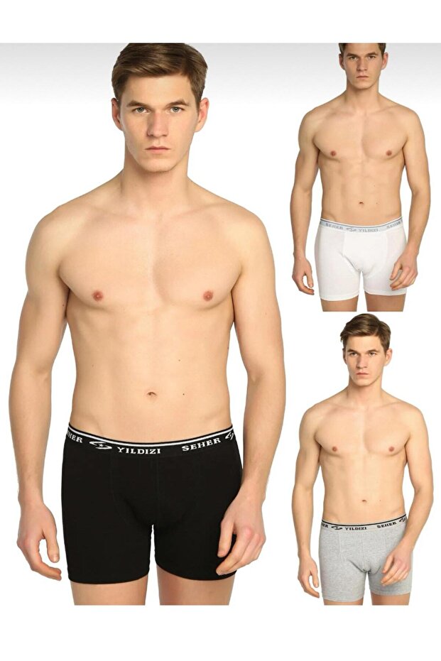 SEHER YILDIZI 0060 MEN'S LYCRA MIXED COLOR BOXER 9 PIECES