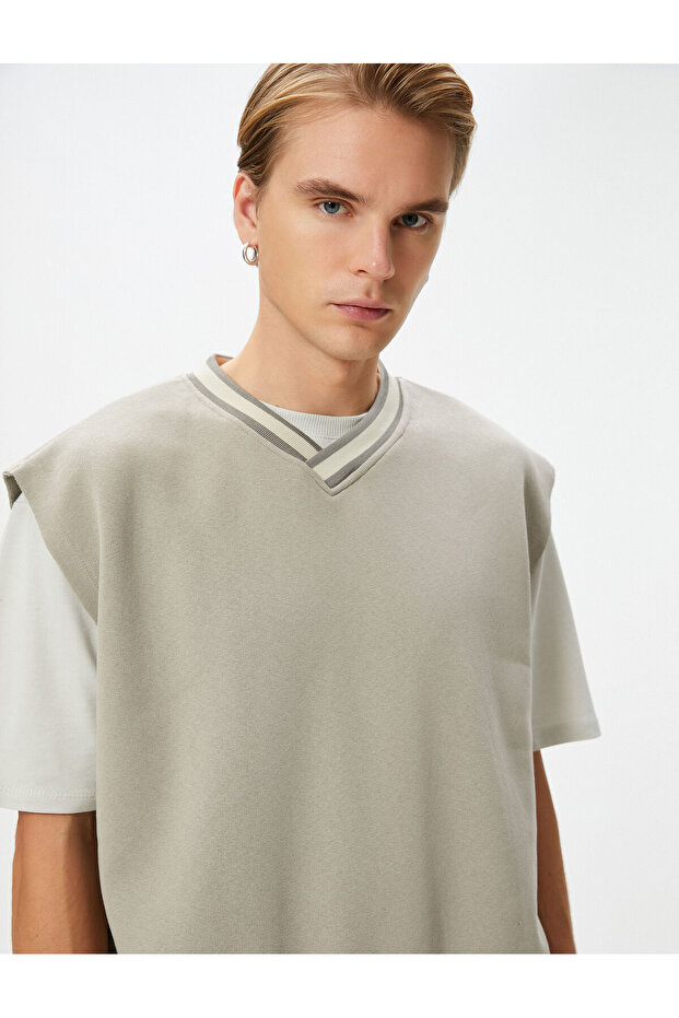 Oversize Sweatshirt V-Neck Short Sleeve