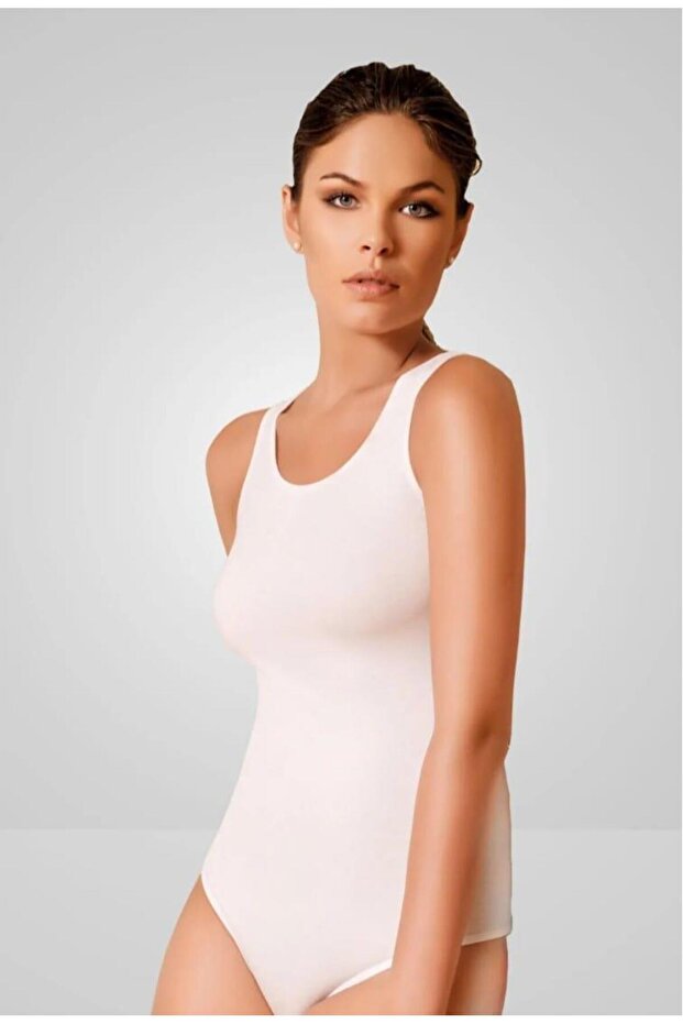 2083 Women's Thick Strap Lycra Snap-On Bodysuit Single Piece