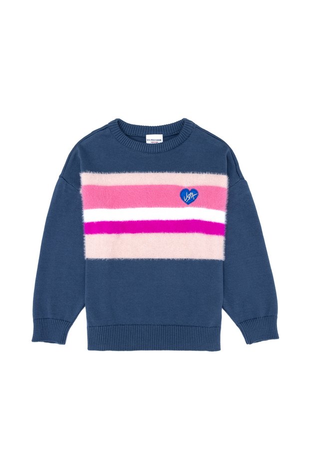 Girl's Indigo Crew Neck Sweater 50256723 -Vr028