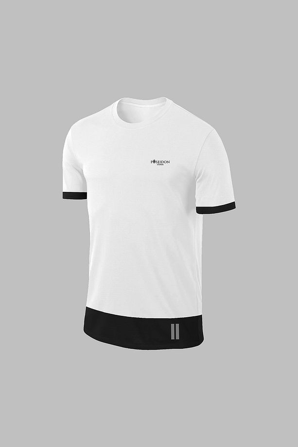 Erkek Beyaz Dri-fit Kumaş Baskısız Yuvarlak Yaka Kısa Kol Regular Tişört Şort Set (S-3XL) - 2