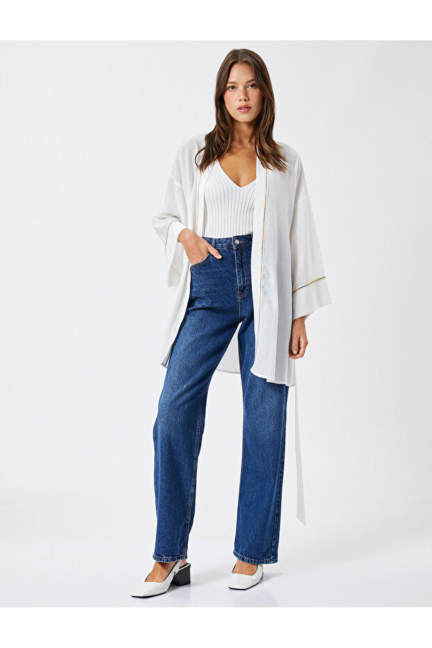 Belted Waist Kimono Loose Fit