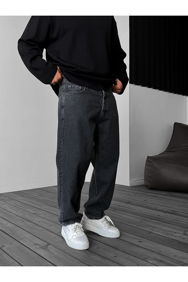 Antrasit Yıkamalı Baggy Jean Dp-ke - 5