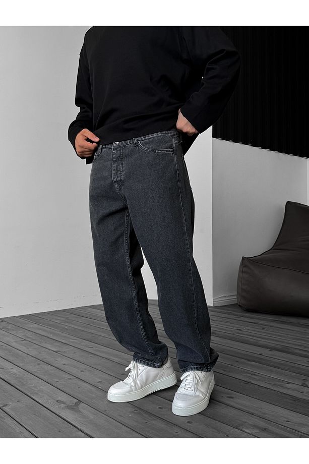 Antrasit Yıkamalı Baggy Jean Dp-ke - 2