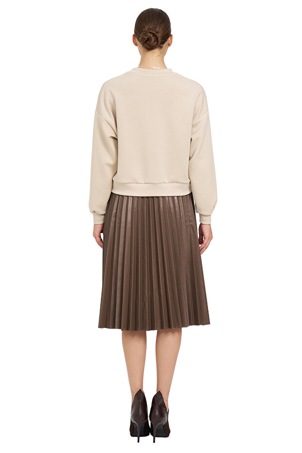 Deri Gül Detaylı Bluz - 3