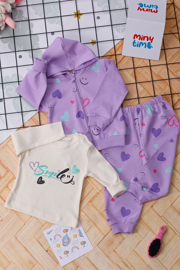 3-Piece Daily Tracksuit Set, Love Printed, Baby Girl 6 Months, 12 Months, 18 Months, 2 Years