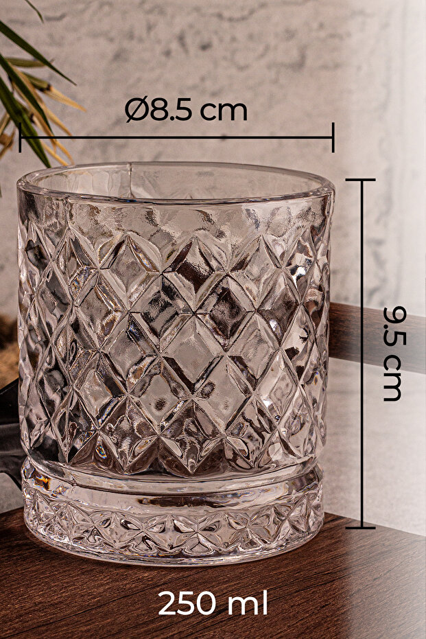 Madrid - 6'lı Cam Bardak 250 ml El Yapımı Meşrubat Bardağı - 8